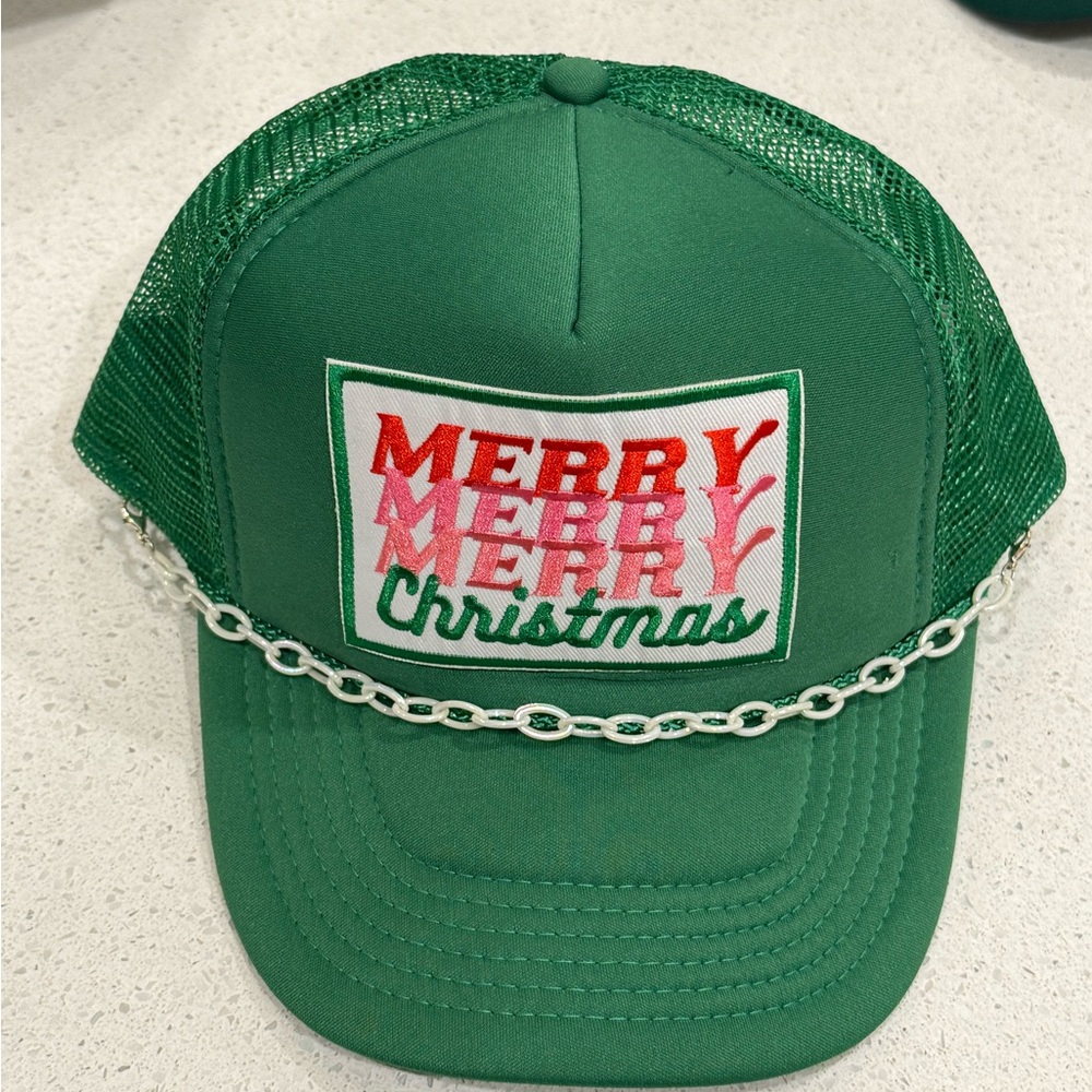 Green Christmas Trucker Hat with Chain